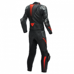 Mono LAGUNA SECA 5 2PC PERF. LEATHER SUIT black/antrhacite/fluo red