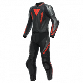 Mono LAGUNA SECA 5 2PC PERF. LEATHER SUIT black/antrhacite/fluo red