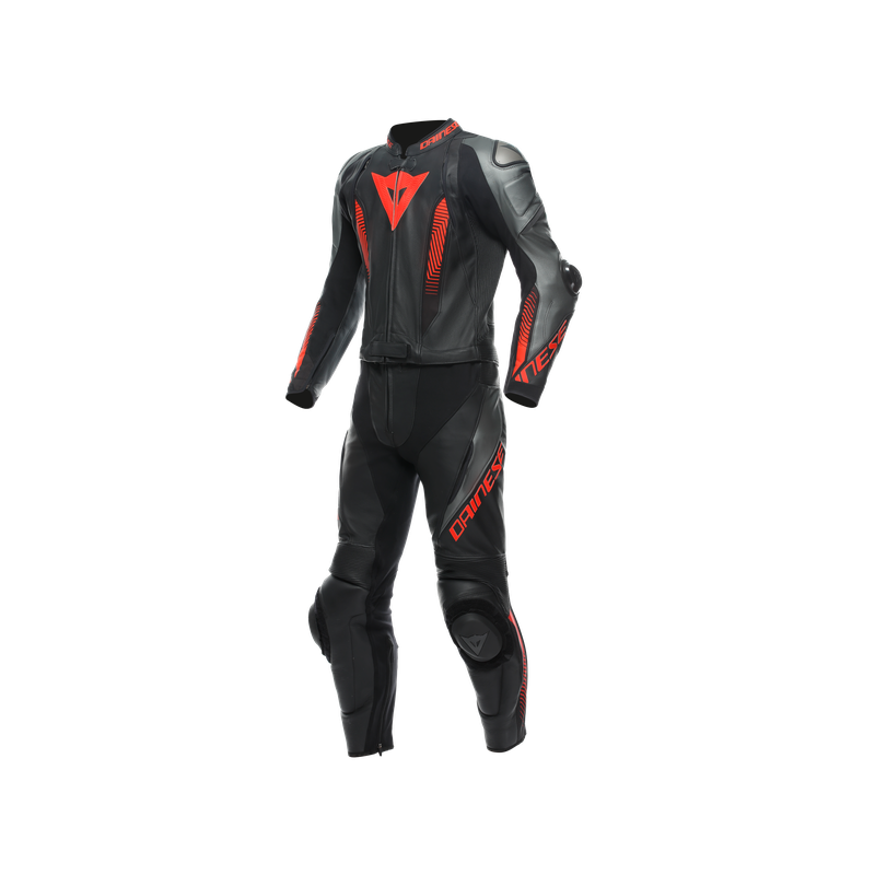 Mono LAGUNA SECA 5 2PC PERF. LEATHER SUIT black/antrhacite/fluo red - 11519