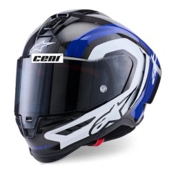 Casco Alpinestars Supertech R10 Arius Black/White/Blue Glossy