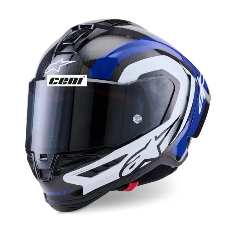 Casco Alpinestars Supertech R10 Arius Black/White/Blue Glossy - 12802