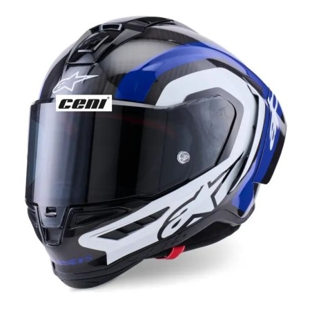 Casco Alpinestars Supertech R10 Arius Black/White/Blue Glossy
