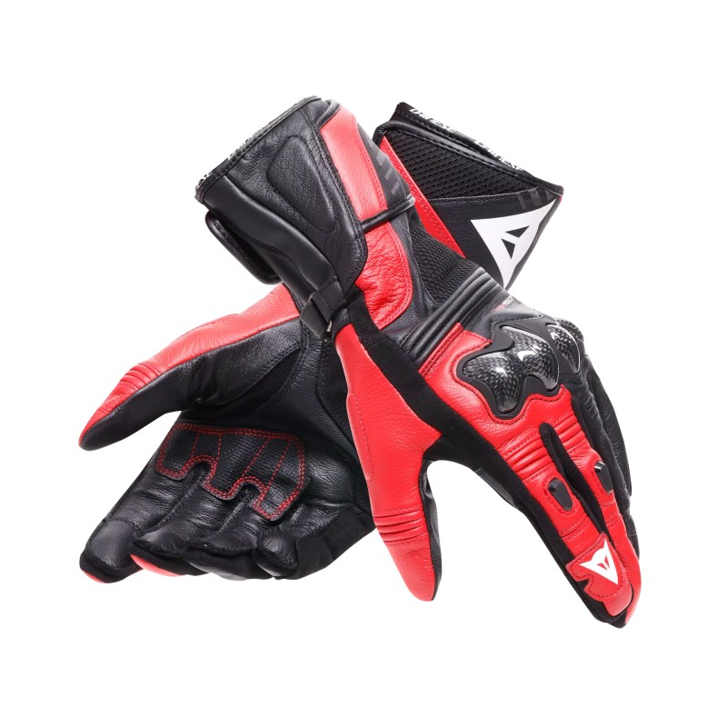Guantes DAINESE REACTO CARBON LONG Hombre Black/Red-Lava