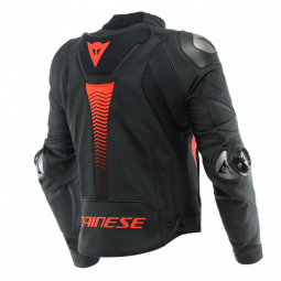 DAINESE SUPER SPEED 4 LEATHER JACKET Negro/rojo fluor