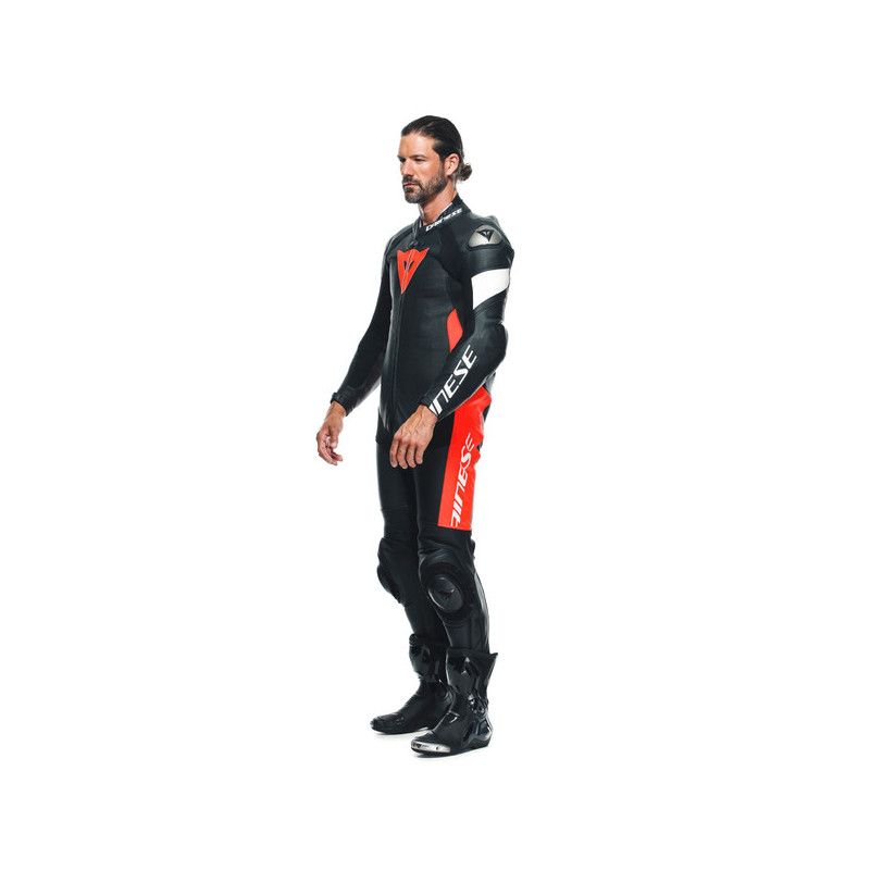 Mono DAINESE TOSA LEATHER 1PC PERF Negro/rojo fluo/blanco