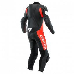Mono DAINESE TOSA LEATHER 1PC PERF Negro/rojo fluo/blanco
