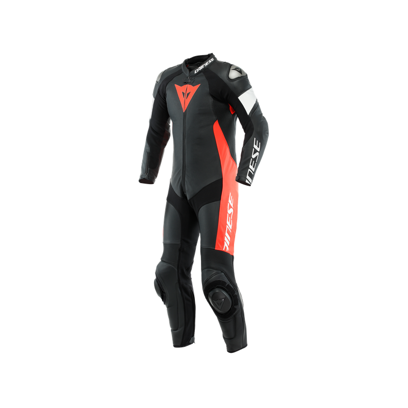 Mono DAINESE TOSA LEATHER 1PC PERF Negro/rojo fluo/blanco - 6947