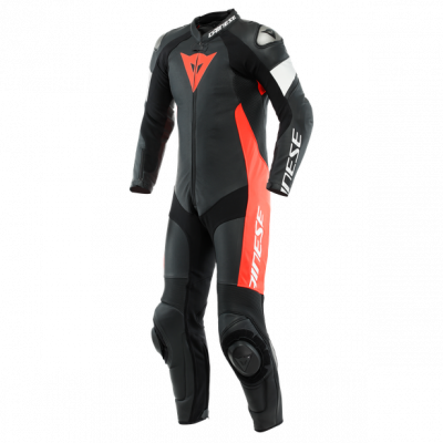 Mono DAINESE TOSA LEATHER 1PC PERF Negro/rojo fluo/blanco