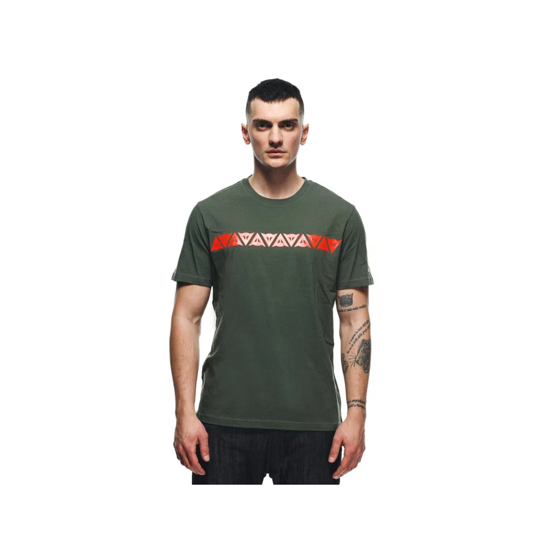 Camiseta DAINESE STRIPES military green/red