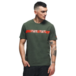 Camiseta DAINESE STRIPES military green/red